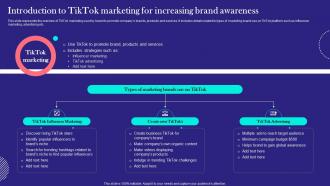 TikTok Marketing Techniques Introduction To TikTok Marketing For Increasing Brand Awareness MKT SS V