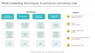 Tiktok Marketing Techniques To Enhance Conversion Using Various Marketing Methods Strategy SS V
