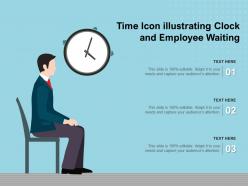 Time icon illustrating clock and employee waiting
