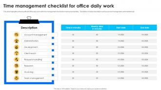 Time Management Checklist For Office Daily Work