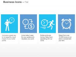 Time management financial process running with time alarm clock ppt icons graphics