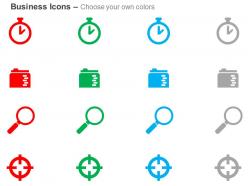 Time management folder search target ppt icons graphics