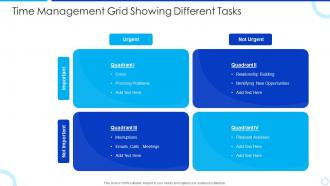 Time management grid showing different tasks