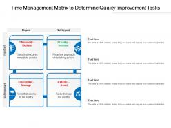 Time management matrix to determine quality improvement tasks
