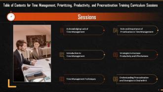 Time Management Prioritizing Productivity And Procrastination Training Curriculum Sessions Training Ppt