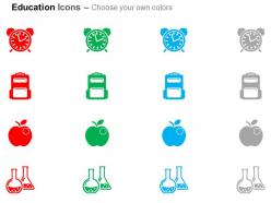 Time management school bag apple chemistry ppt icons graphics