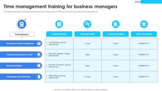 Time Management Training For Business Managers