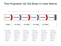 Time progression six text boxes in linear manner