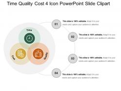Time quality cost 4 icon powerpoint slide clipart