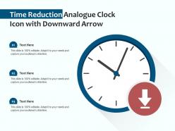 Time reduction analogue clock icon with downward arrow