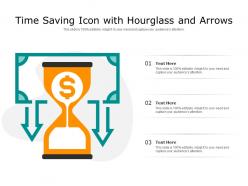 Time saving icon with hourglass and arrows