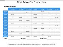 Time table for every hour