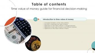 Time Value Of Money Guide For Financial Decision Making Table Of Contents Fin SS