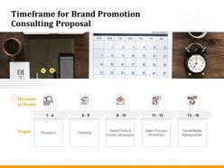 Timeframe For Brand Promotion Consulting Proposal Ppt Powerpoint Presentation Outline Portrait