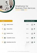 Timeframe For Business Plan Services One Pager Sample Example Document