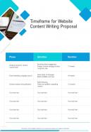 Timeframe For Website Content Writing Proposal One Pager Sample Example Document