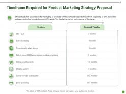 Timeframe required for product marketing strategy proposal ppt powerpoint show layout