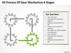 Timeline chart 3d process of gear mechanism 4 stages powerpoint slides 0527