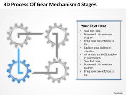 Timeline chart 3d process of gear mechanism 4 stages powerpoint slides 0527