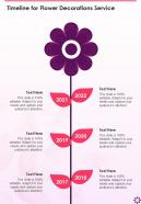 Timeline For Flower Decorations Service One Pager Sample Example Document