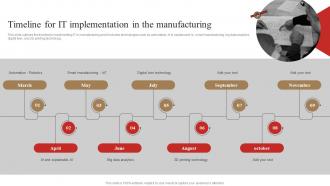 Timeline For It Implementation In The Manufacturing 3d Printing In Manufacturing