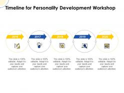 Timeline for personality development workshop ppt powerpoint slides ideas