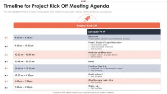 Timeline For Project Kick Off Meeting Agenda