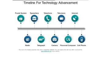 Timeline for technology advancement powerpoint shapes