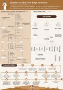 Timeline of bible one page summary presentation report infographic ppt pdf document