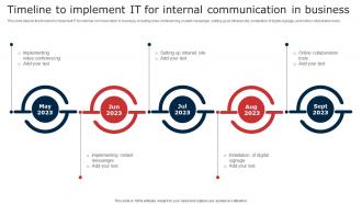 Timeline To Implement IT For Internal Communication In Business Digital Signage In Internal