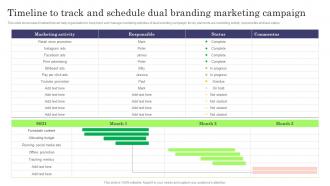 Timeline To Track And Schedule Dual Branding Marketing Campaign