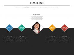 Timeline with years for business employee profile management powerpoint slides