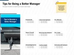 Tips for being a better manager leadership and management learning outcomes ppt picture
