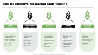 Tips For Effective Restaurant Staff Training