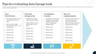Tips For Evaluating Data Lineage Tools Data Lineage Types It Ppt Microsoft