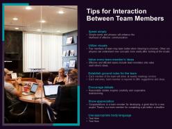 Tips for interaction between team members