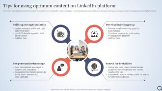 Tips For Using Optimum Content On Linkedin Talent Acquisition Agency Marketing Plan Strategy SS V