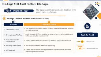 Title Tags Parameters For On Page SEO Audit Edu Ppt
