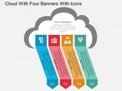 Tk cloud with four banners with icons flat powerpoint design