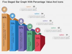 Tl five staged bar graph with percentage value and icons flat powerpoint design