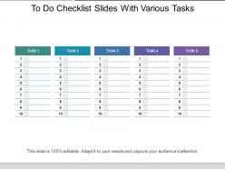 To do checklist slides with various tasks