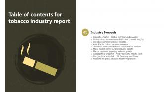 Tobacco Industry Report Table Of Contents IR SS