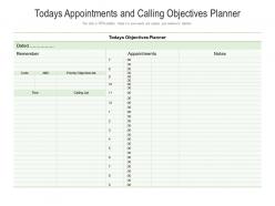 Todays appointments and calling objectives planner