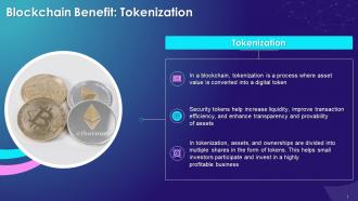 Tokenization Benefit Of Blockchain Technology Training Ppt