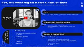 Tolstoy And Synthesia Integration To Create AI Videos Synthesia AI Video Generation Platform AI SS