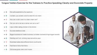 Tongue Twisters Exercise For Trainees Training Ppt