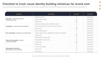 Toolkit To Handle Brand Identity Checklist To Track Visual Identity Building Initiatives For Brand