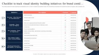 Toolkit To Manage Strategic Brand Checklist To Track Visual Identity Building Initiatives For Brand Images Impressive