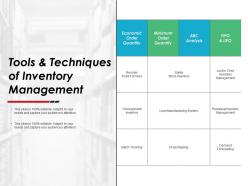 Tools and techniques of inventory management ppt powerpoint presentation gallery templates