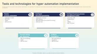 Tools And Technologies For Hyper Automation Implementation Hyperautomation Applications